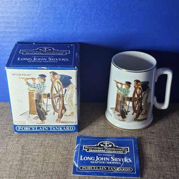 Vintage Norman Rockwell Mug 1985 River Pilot Coffee Cup 12 Ounce - Picture 13 of 13